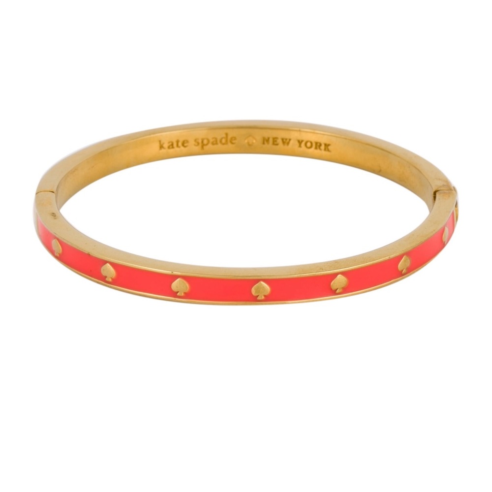 Kate Spade New York Enamel Spade Coral Enamel Metal Bangle Bracelet